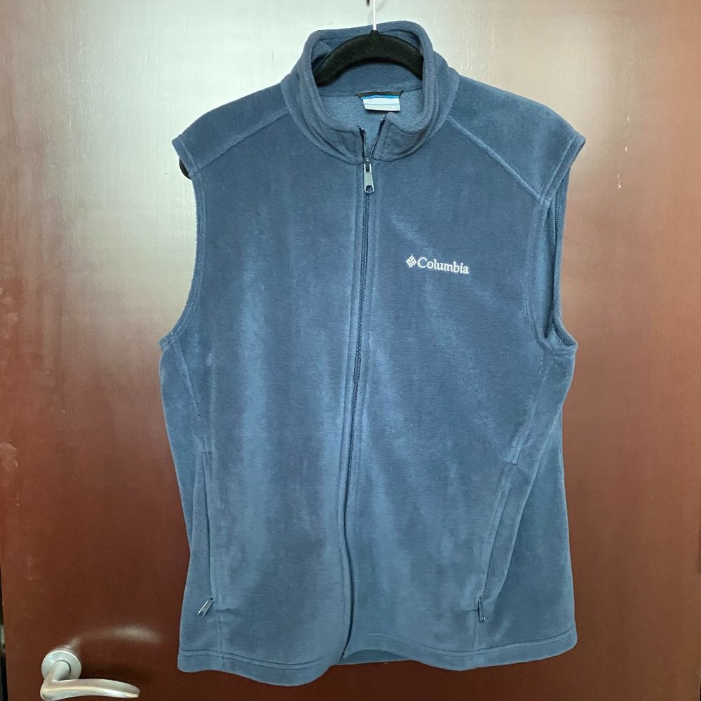 Columbia Zip Up Fleece Vest Blue - Men's M  - Zip Pockets